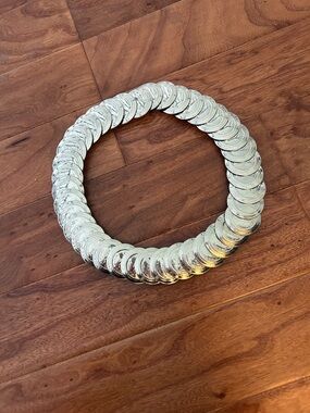 Vintage 1960s Queen Elizabeth Regina Stretchy Silver Coin Belt